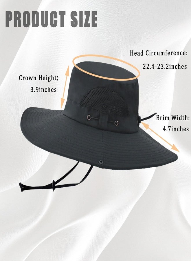 Hapforever Wide Brim Sun Hat for Men Women, UV Protection Beach Bucket Hats UPF 50+ Breathable Fishing Hat Packable Boonie Hats for Men Women (Dark Grey) - Image 3